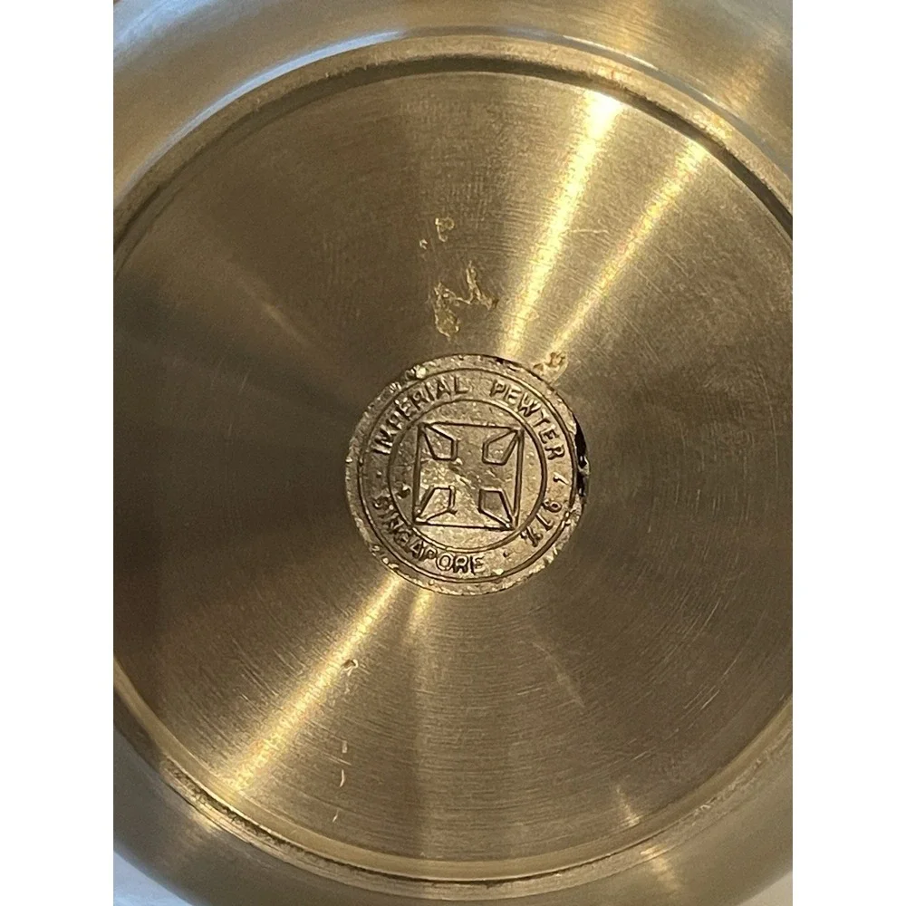 Vintage Imperial Pewter 97% Singapore MerLion Bus Vase 7.5